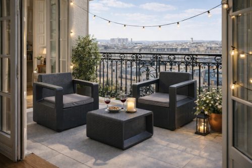 Balcony 2 személyes kerti bútor garnitúra szürke