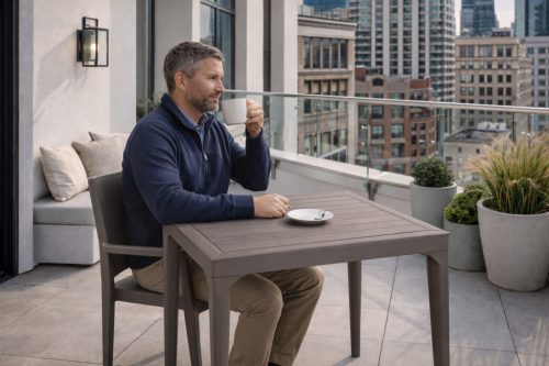 Extendable famintás kerti asztal bézs-szürke