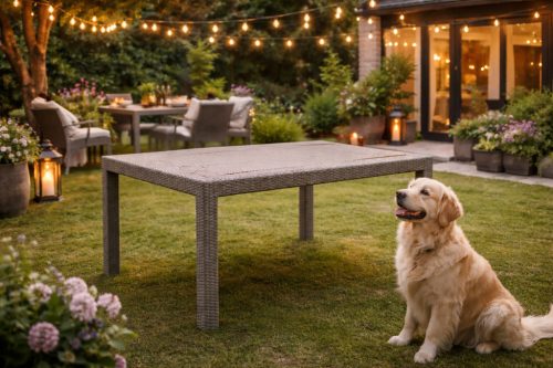 Umbrella kerti asztal matt szürke-bézs