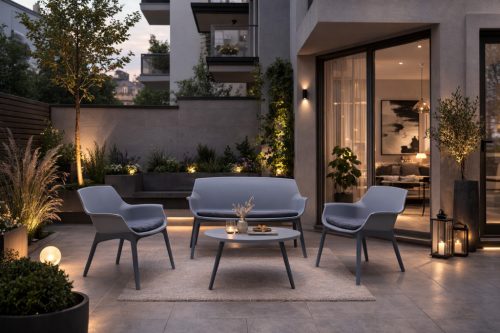 Veranda 4 személyes kerti bútor garnitúra szürke