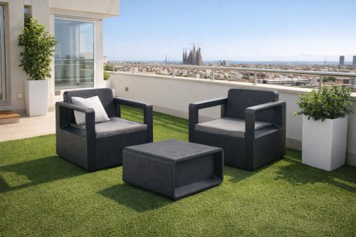 Solsing 2 személyes kert fotel szett szürke