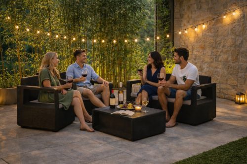 Solstol 4 személyes kerti bútor garnitúra szürke