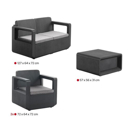 Solstol 4 személyes kerti bútor garnitúra szürke