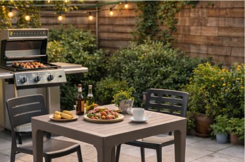 Patio famintás kerti asztal bézs-szürke