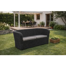 Rattan 2 személyes kerti kanapé szürke