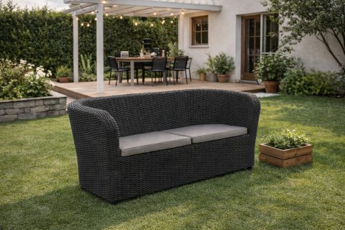 Rattan 2 személyes kerti kanapé szürke