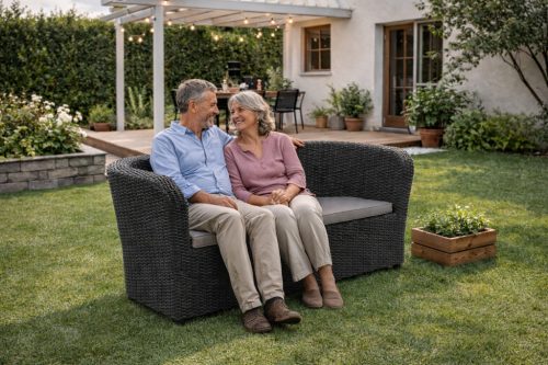 Rattan 2 személyes kerti kanapé szürke